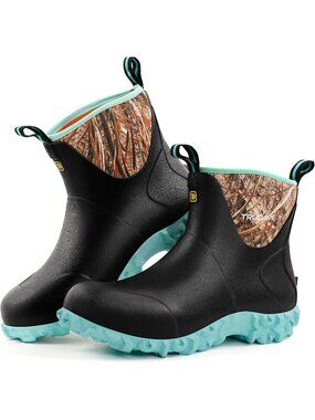 Women's Camo Rr Green Rubber Waterproof Anti-Slip Outdoor 6mm Neoprene Rain Boot
